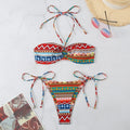 Women's halter neck bikini swimsuit with briefs bottom in polyester fabric
