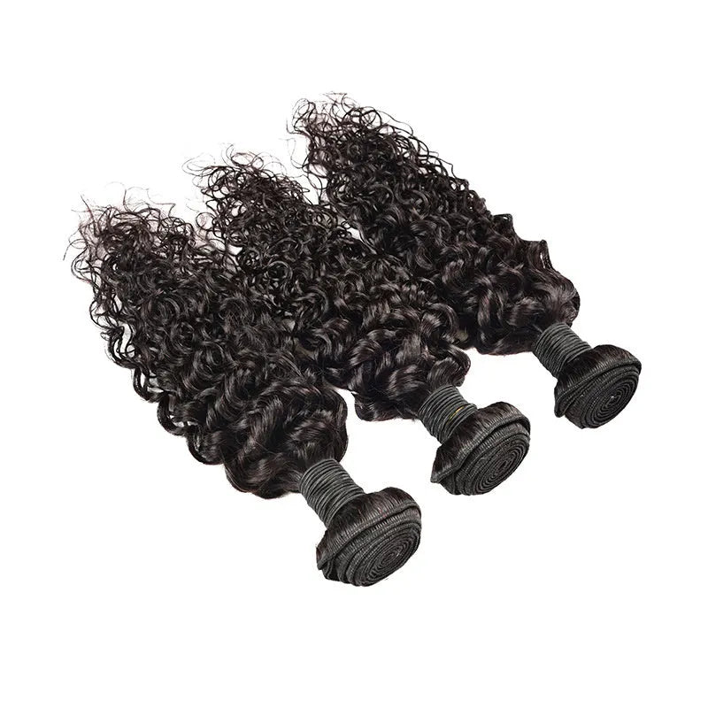 Real human hair extension water wave 9A natural colour wig for ladies