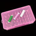 42 compartment plastic craft storage box in transparent, pink, or blue colour for organising embroidery threads