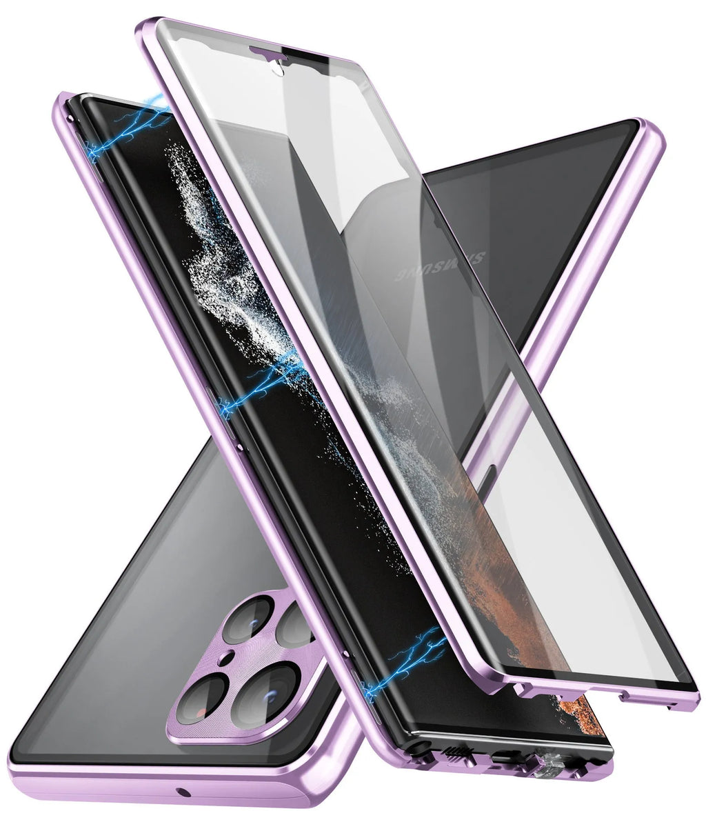 Samsung S24 Ultra magnetic phone case with integrated privacy mirror in multiple colour options
