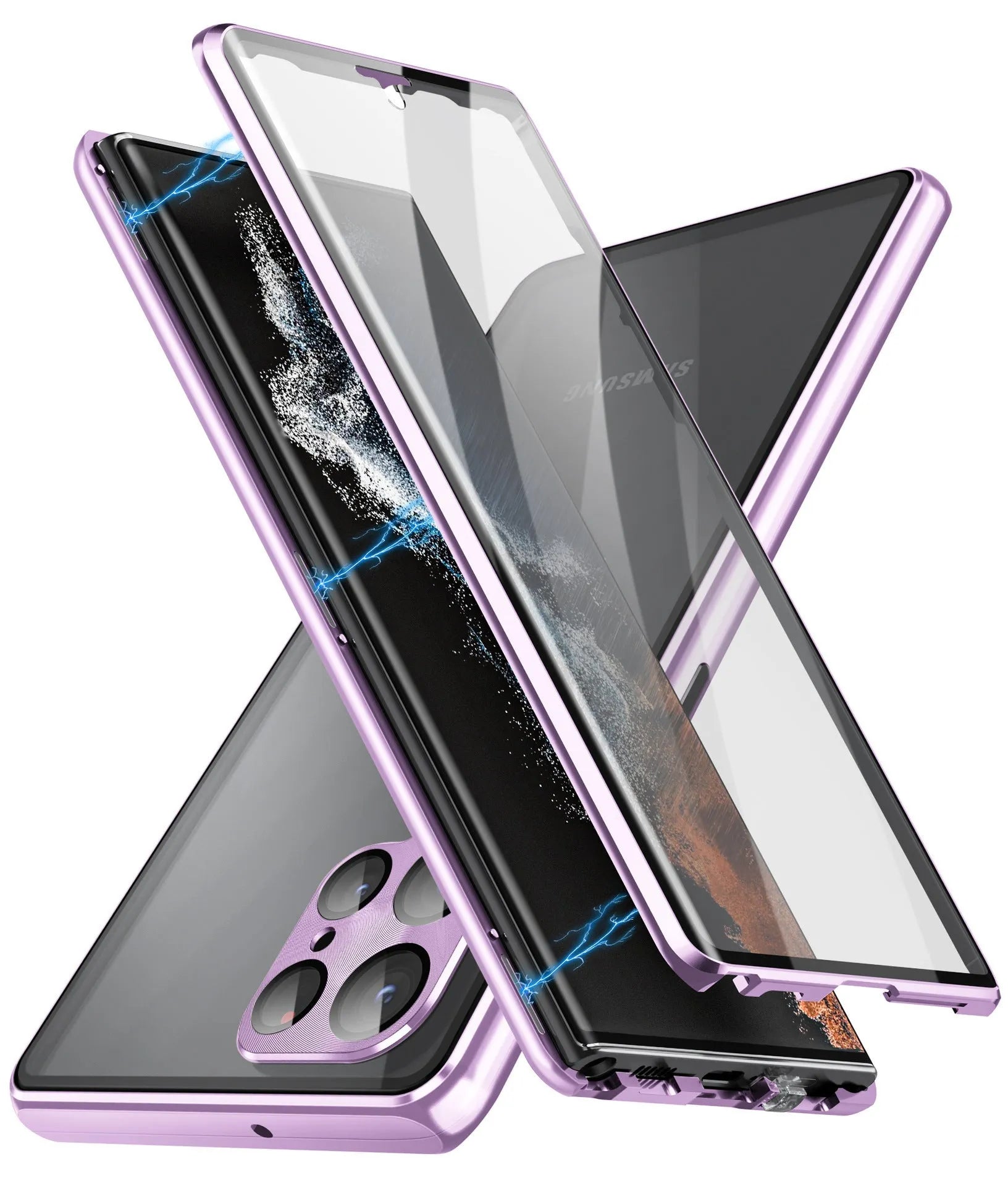 Samsung S24 Ultra magnetic phone case with integrated privacy mirror in multiple colour options