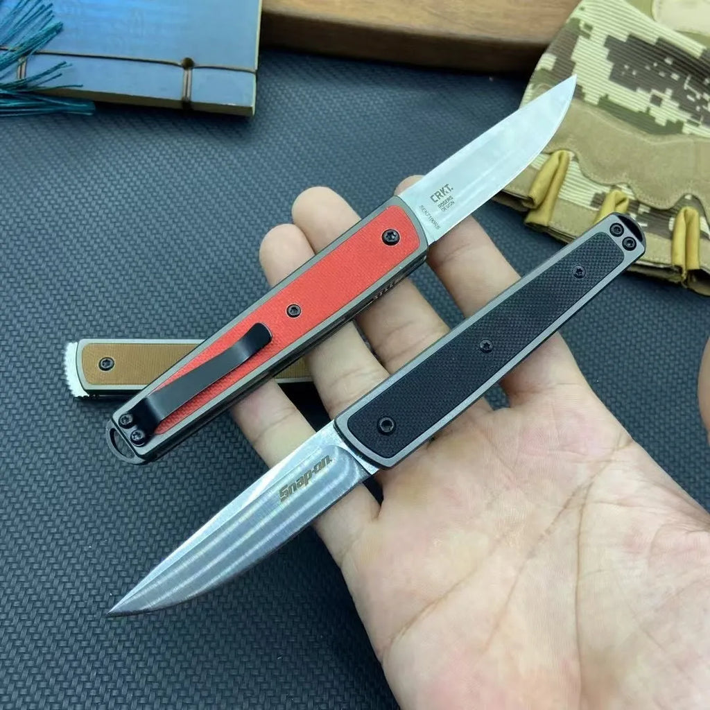 Handmade folding fruit knife with stainless steel blade in black, brown, or red colour options