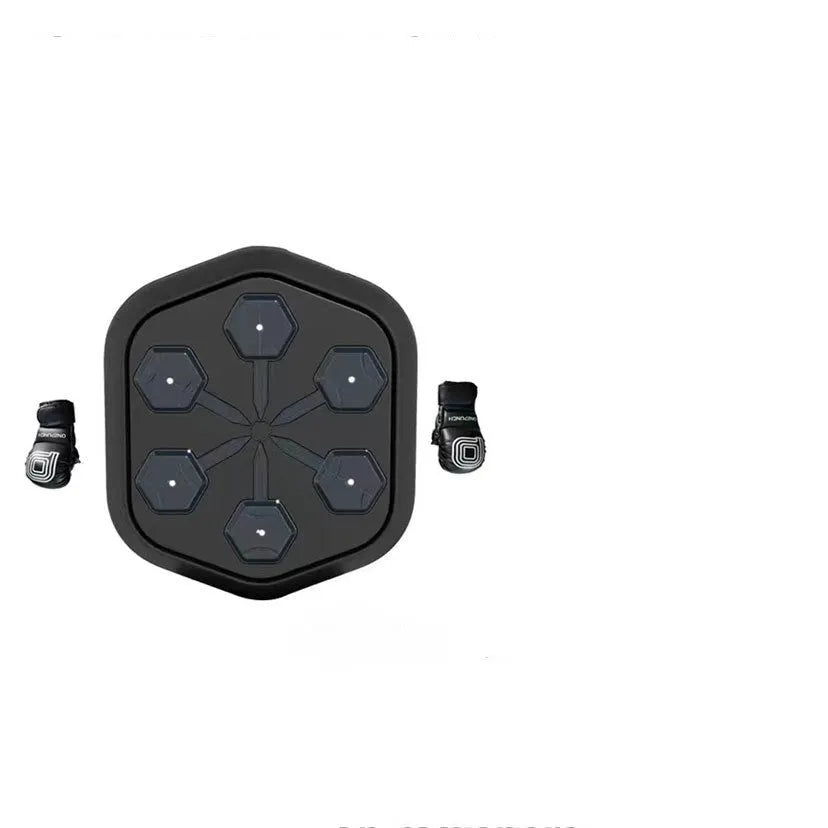 Black smart boxing machine with Bluetooth connectivity and velcro straps for professional fitness training