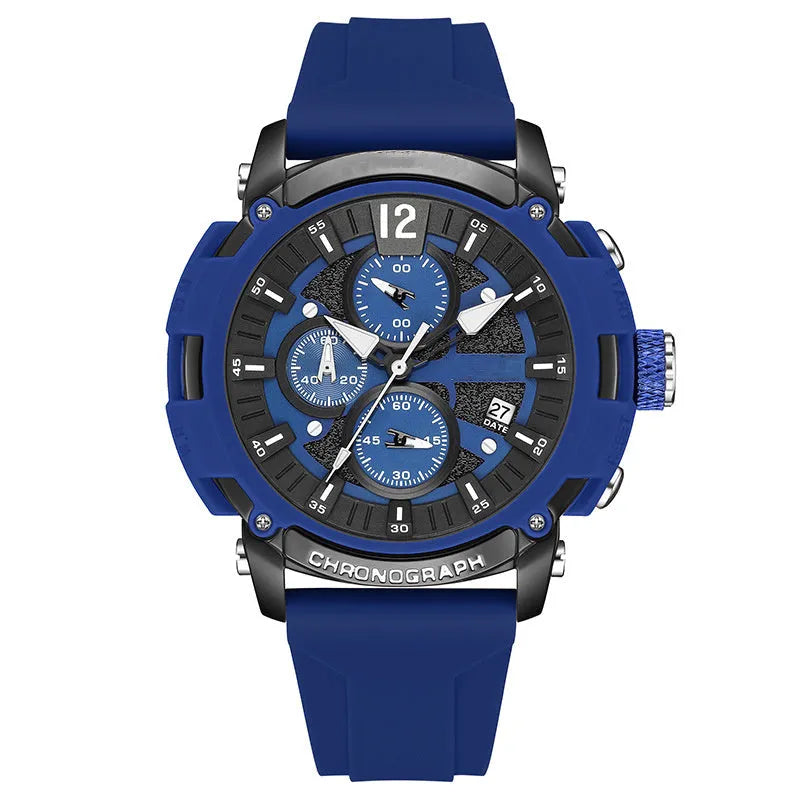 Men's multi-function waterproof calendar watch with luminous display and 51mm case