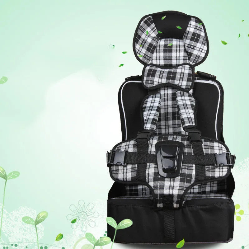 Portable baby car seat cushion booster pad for 0-6 years with five-point fixation, available in five colours