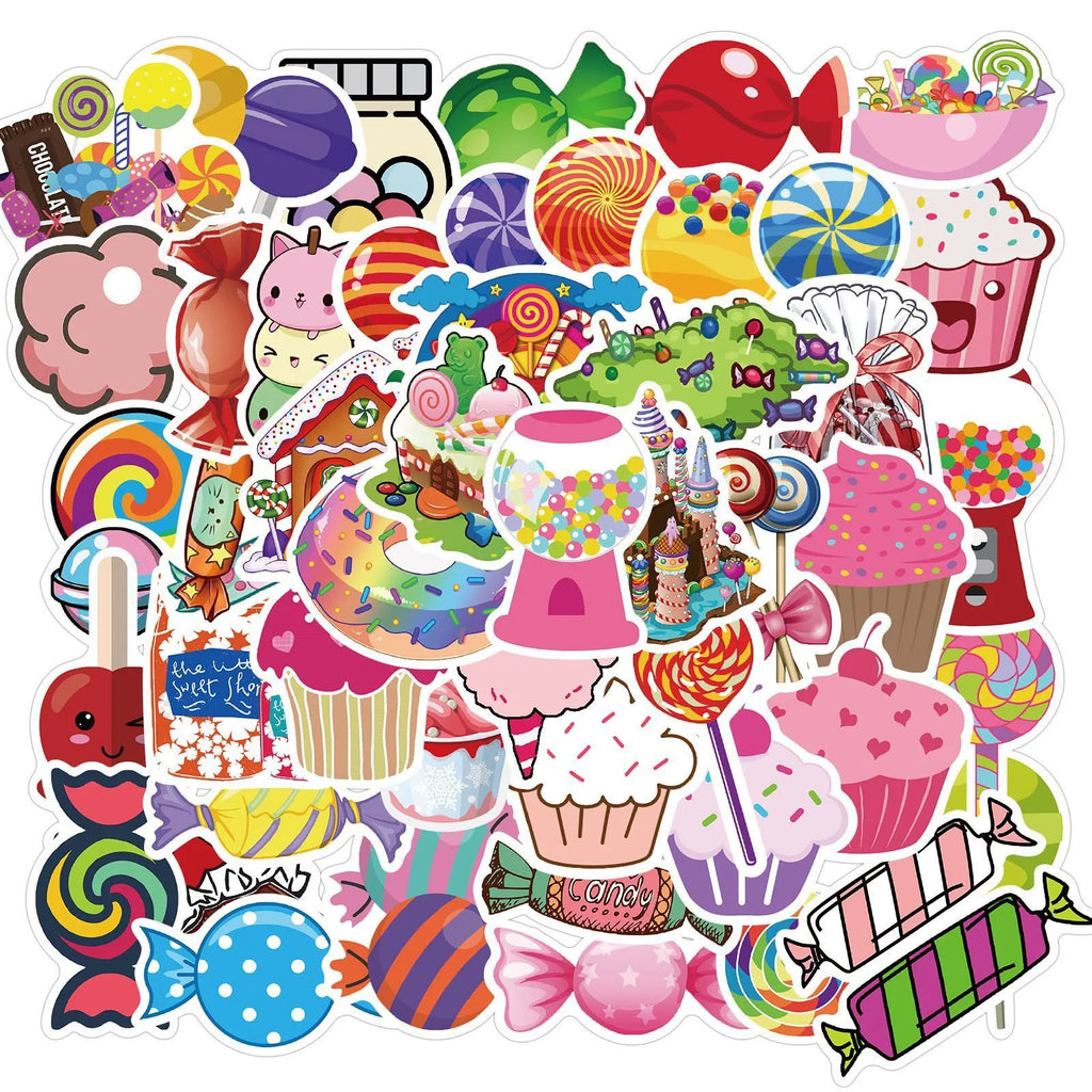 Candy series graffiti stickers pack showing colourful cartoon designs on adhesive sheets