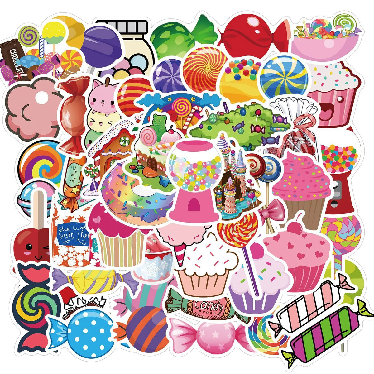 Candy series graffiti stickers pack showing colourful cartoon designs on adhesive sheets