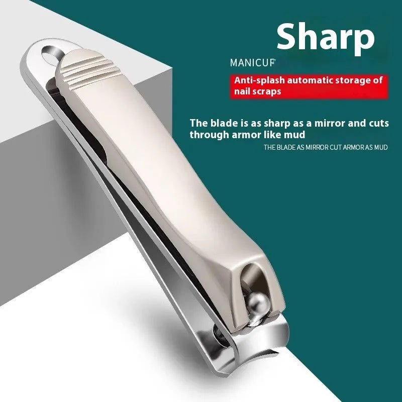 Portable anti-splash nail maintenance kit with stainless steel grooming tools in multiple colours