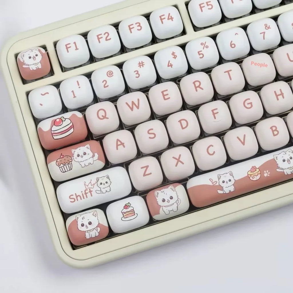 Dessert Cat MOG round sublimation key cap with cartoon dessert cat design for mechanical keyboards