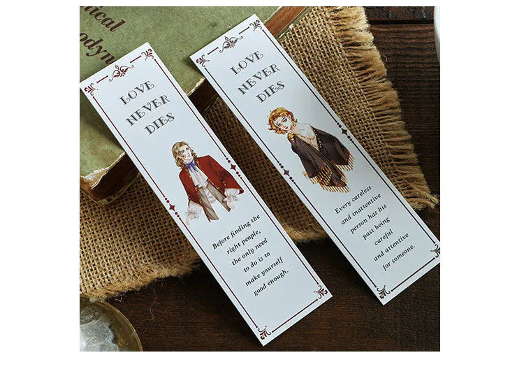 Paper bookmark set with creative art designs – 40×150mm, 350g white cardboard, pack of 30