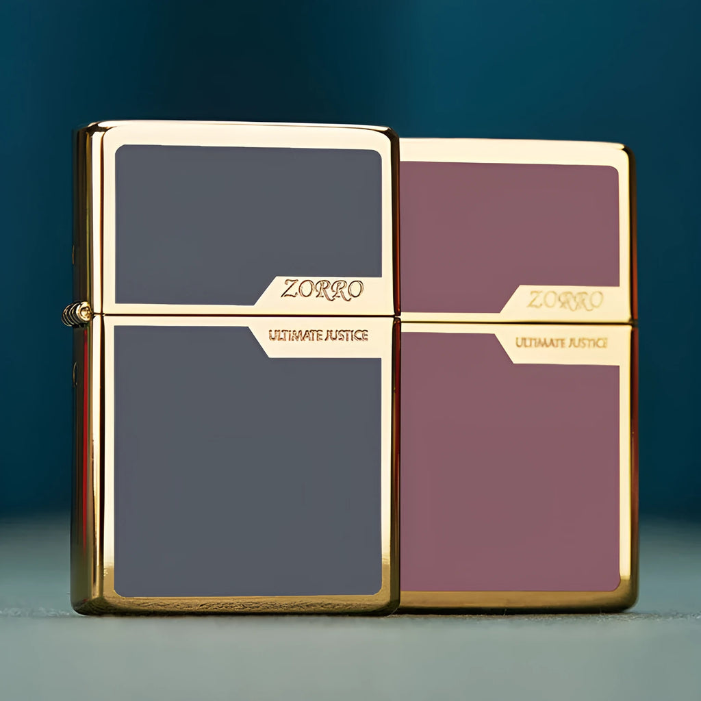 Titanium colour block kerosene lighter with copper shell, wire drawing finish, 58x39x13mm, five hinges