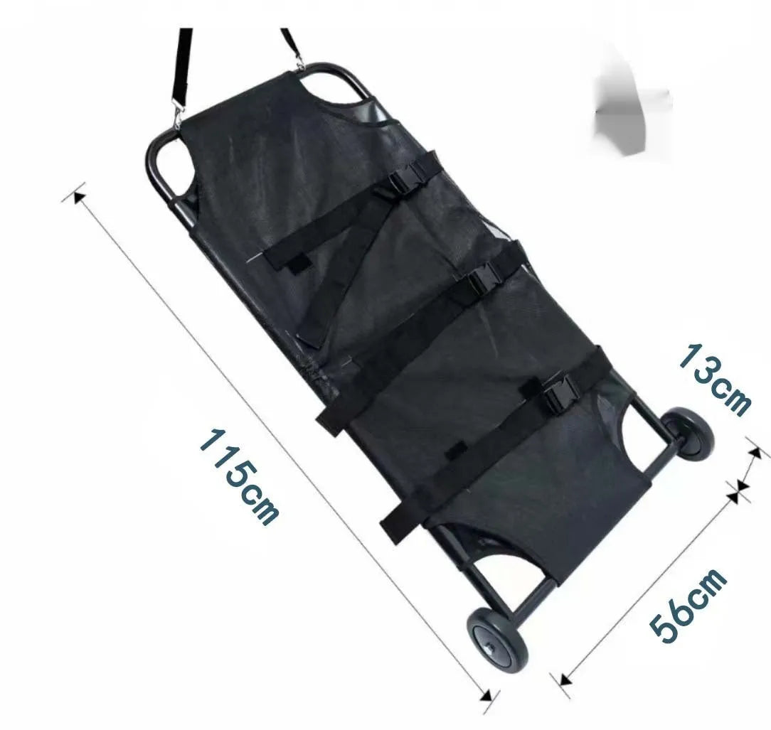 Black non-foldable aluminum alloy pet stretcher for large dog emergency transfer