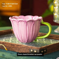 Ceramic breakfast cup with floral pattern, 500ml capacity, in red or purple pastoral style.
