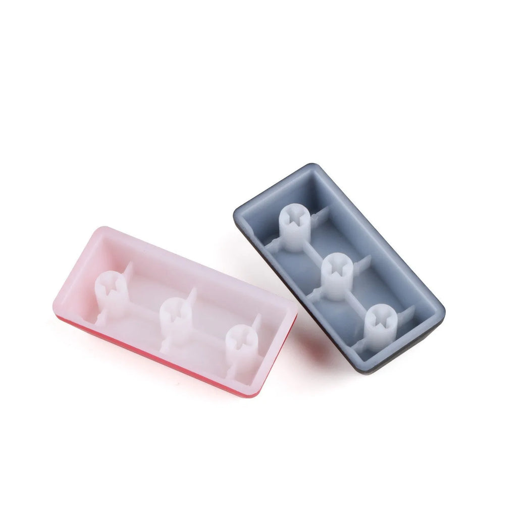 Transparent mechanical keyboard key cap with red evacuation exit symbol for backspace key