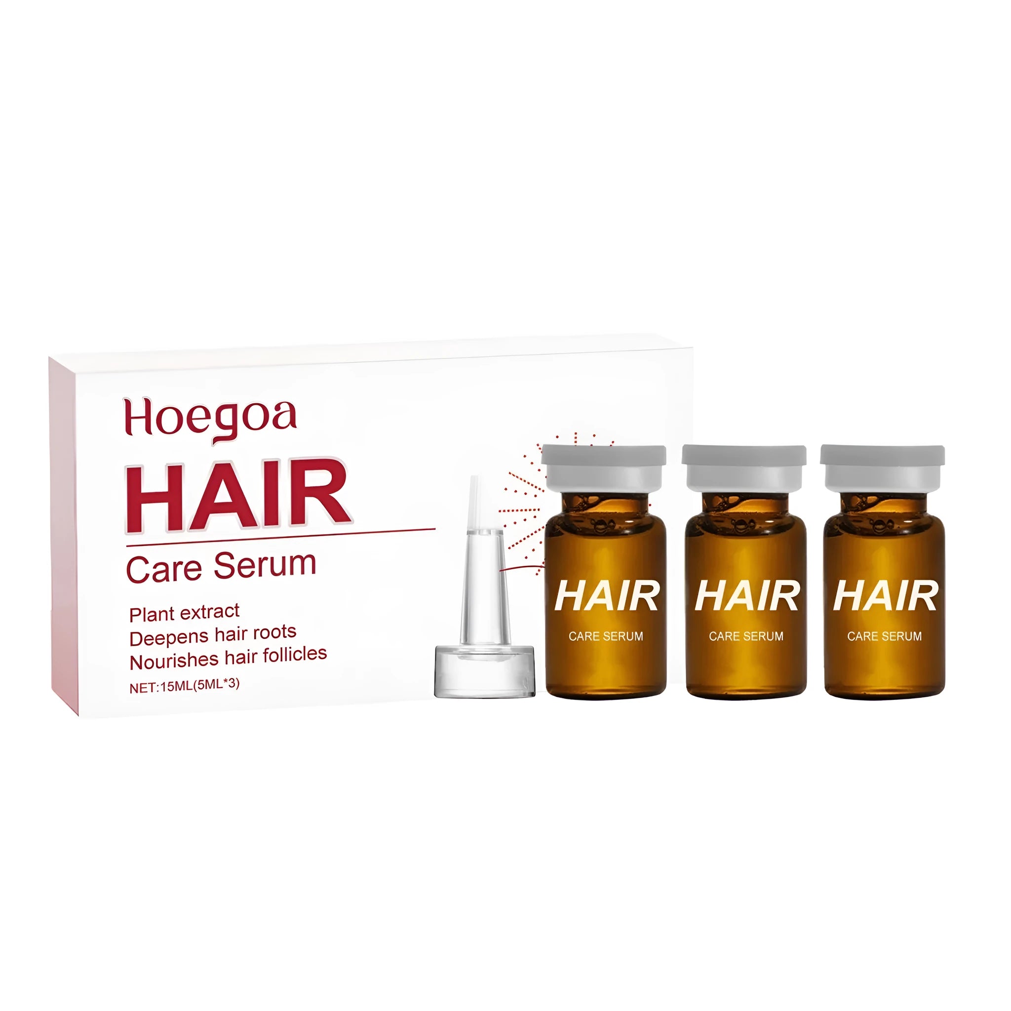 Nourishing hair root liquid 15ml pack with three 5ml bottles containing ginger, rosemary and pumpkin seed oils