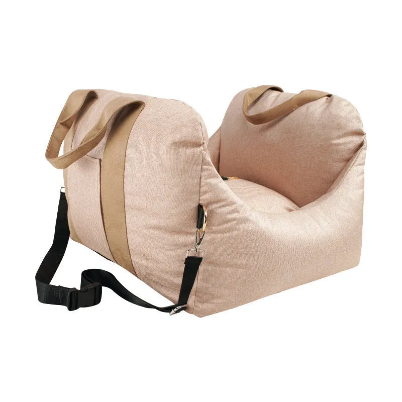 Portable washable pet carrier car seat in charcoal gray, beige or light gray, 52x52x44cm detachable cloth kennel