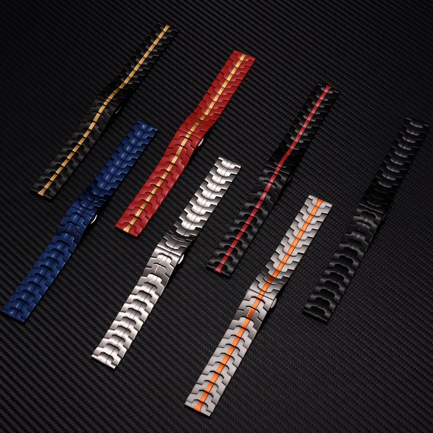 Stainless steel watch band in black and silver for Samsung Watch 7 6 5 with 20mm and 22mm universal fit