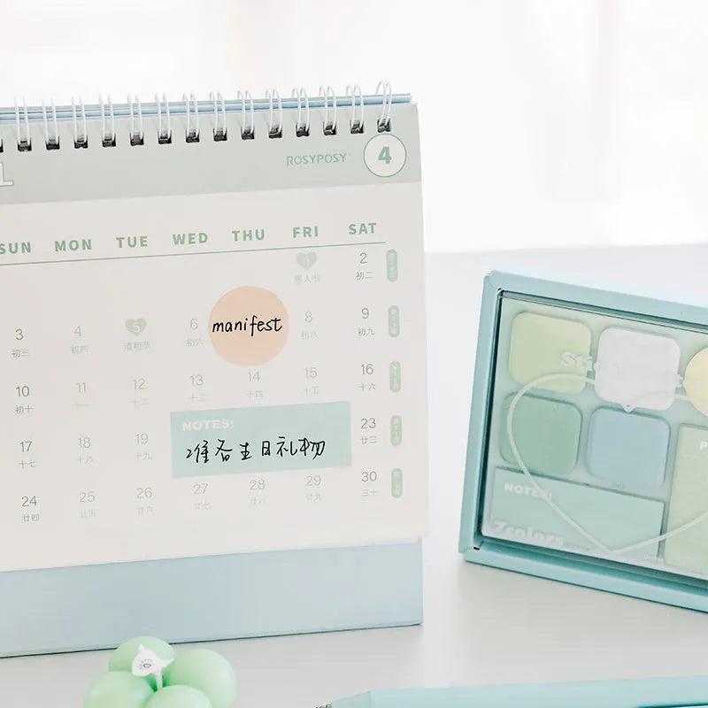Eye Shadow Box Post It Sticker note box with 210 sheets, 7 pads, paper, 102 x 102 mm, available in blue coffee green purple
