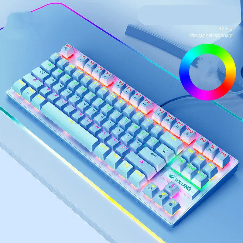 Compact 60% mechanical gaming keyboard in black, white, pink or blue with hot-swappable switches