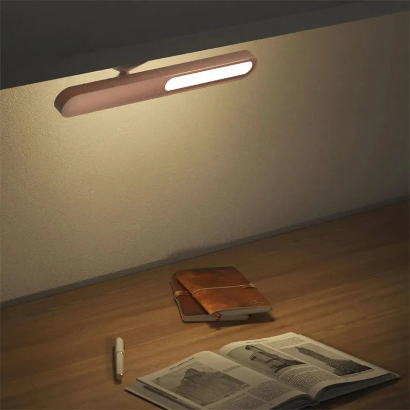 Geometric magnetic table lamp with PC shade in khaki or white featuring touch control and USB power for wall or desk use