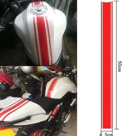 Motorcycle reflective pinstripe sticker for gas tank lid customisation in four colour options