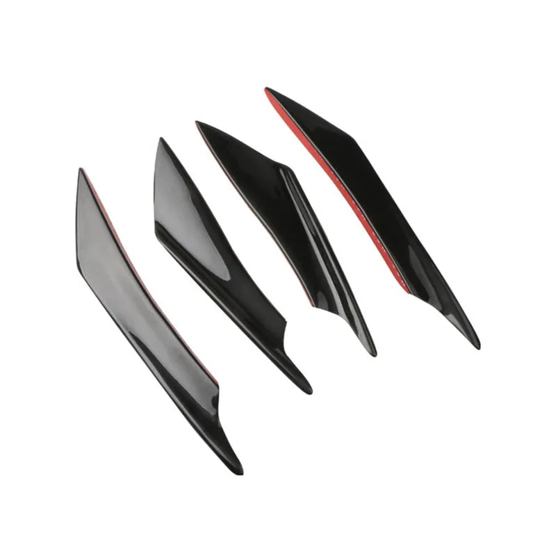 Set of four carbon fibre pattern ABS bumper blade spoilers for car modification
