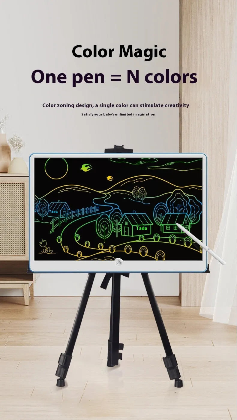 19-inch LCD children's drawing board with magnetic stylus in blue and white colour.
