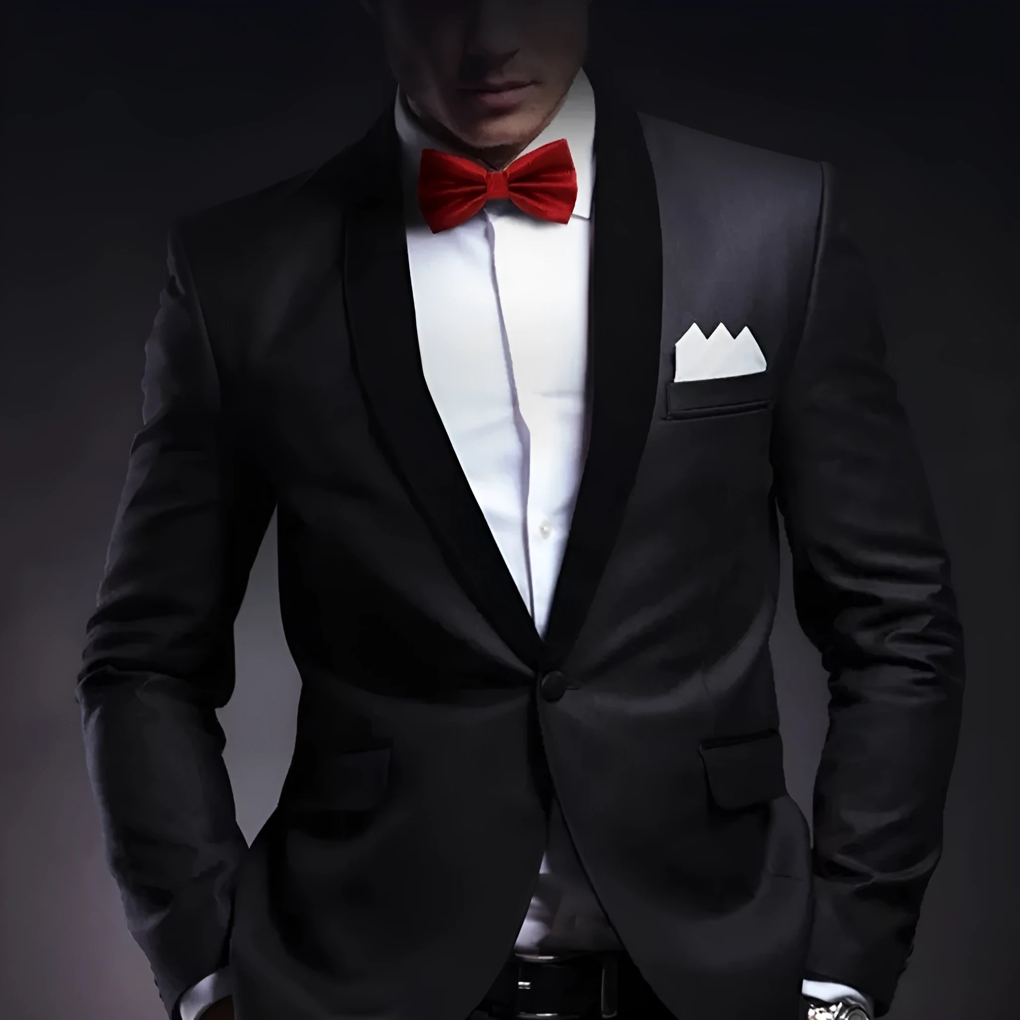 Men's solid color polyester bow tie in flat head style measuring 12x6cm for formal wedding and business wear