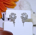 Baroque flower design sterling silver earring holder with matching earrings