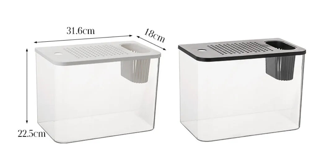 Mini ecological betta tank in black or white plastic with cover dimensions 32cm x 18.5cm x 23cm