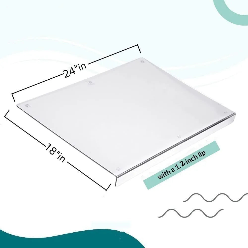 Transparent acrylic cutting board with anti-slip base on a kitchen counter