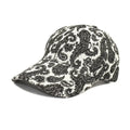 Polyester baseball cap with printed paisley pattern in blue, showing dome crown construction