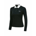 Women's white long sleeve slim fit polyester golf top for outdoor sports