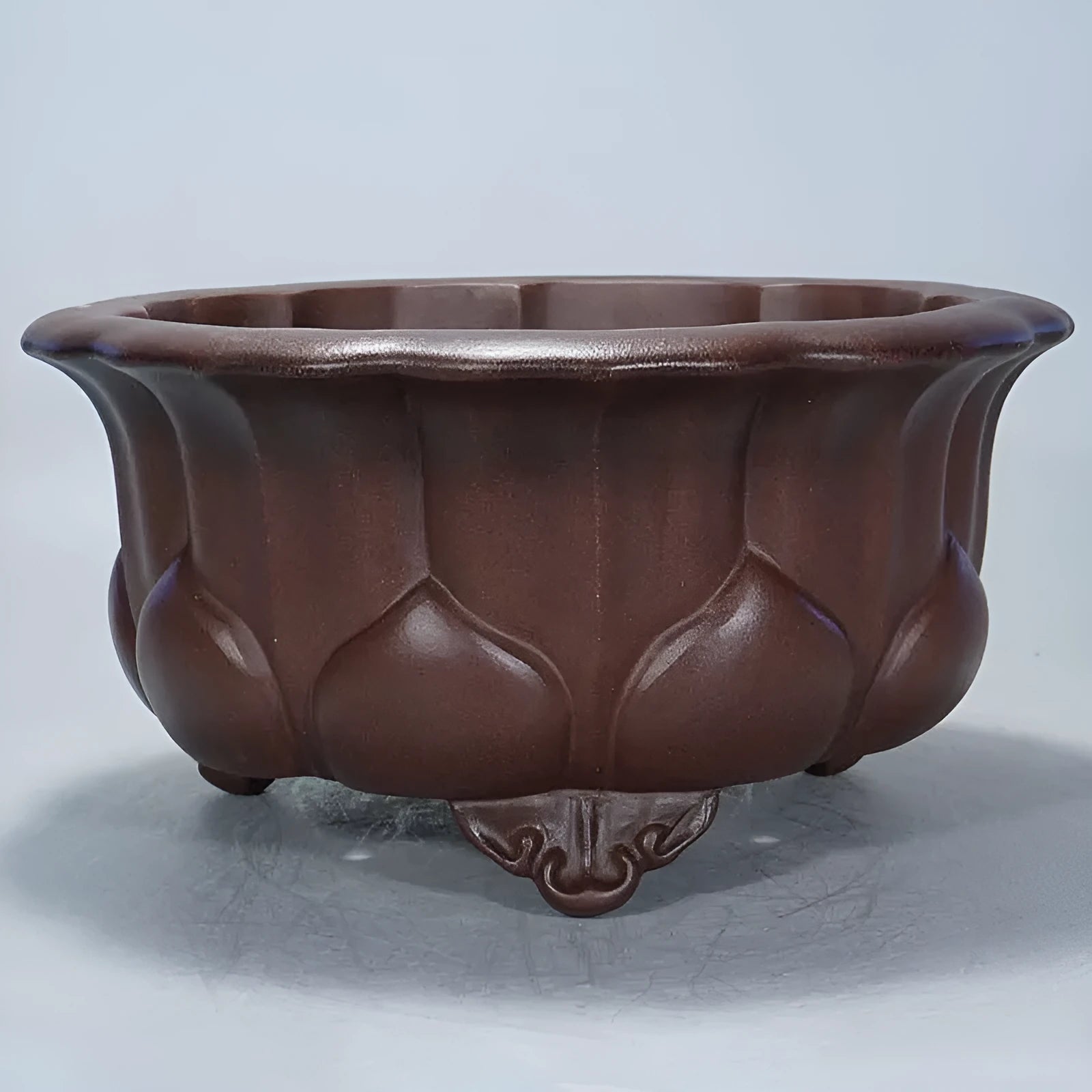 Square purple sand succulent pot with Chinese classical antique design