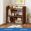 Desktop bookshelf desk storage rack three layers 50cm wide density board dark walnut colour finish