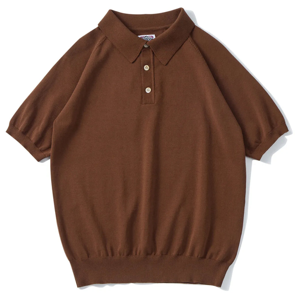 Retro knitted cotton short-sleeved T-shirt in slim fit style showing colour options