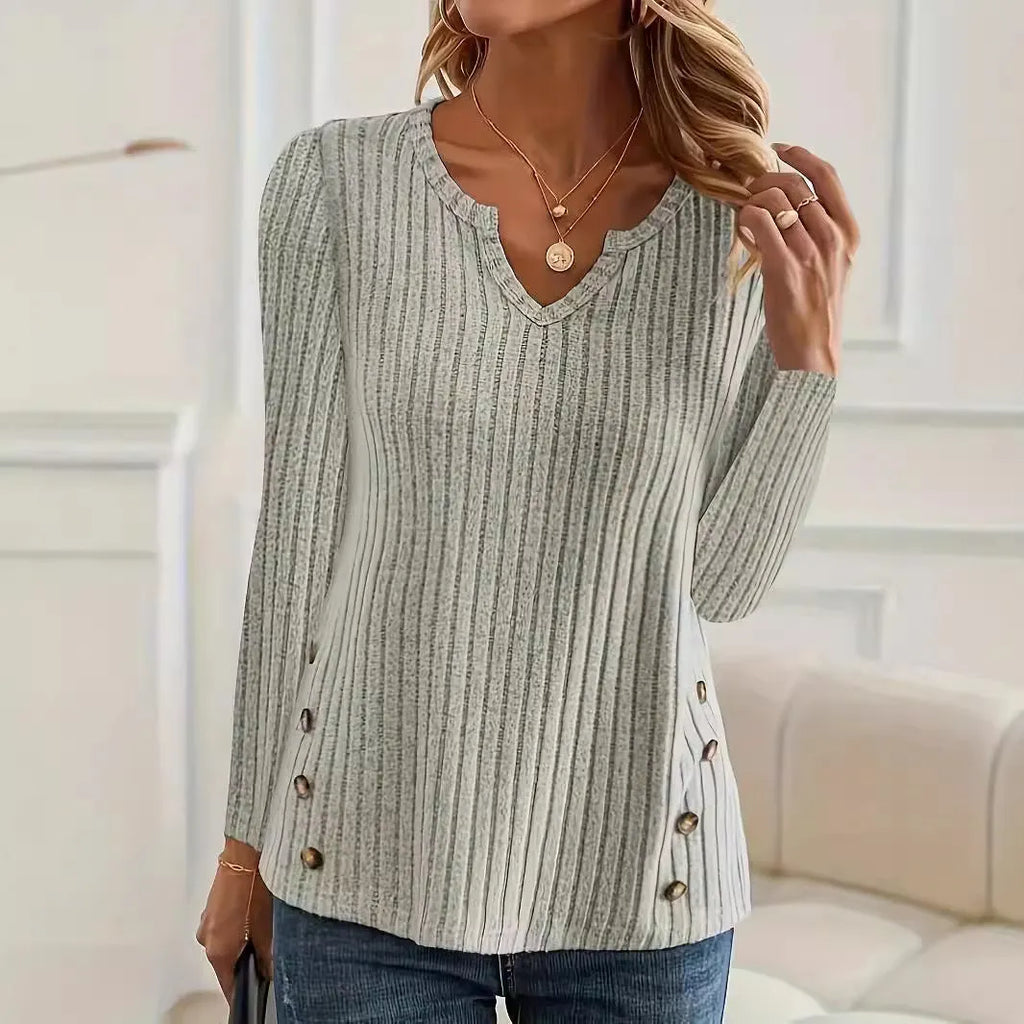 Casual knitted button sweater in solid black or grey green colour with Japanese Korean styling