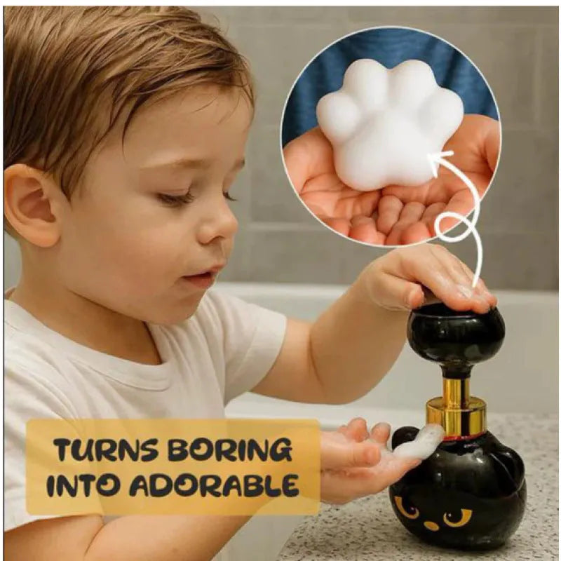 Black plastic cartoon cat-shaped manual soap extrusion dispenser
