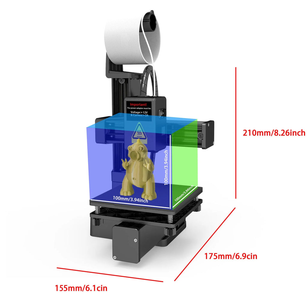 White EasyThreed K10 3D printer for TPU and PLA filaments with 175mm build volume