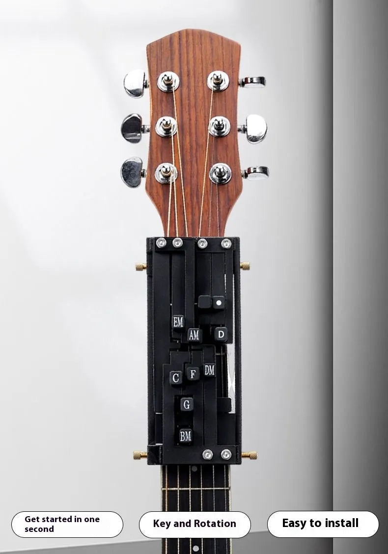 Black automatic guitar chord practice device for novice players with singing function