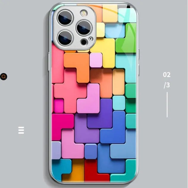 Cartoon geometric pattern silicone back cover case for iPhone with translucent colour options