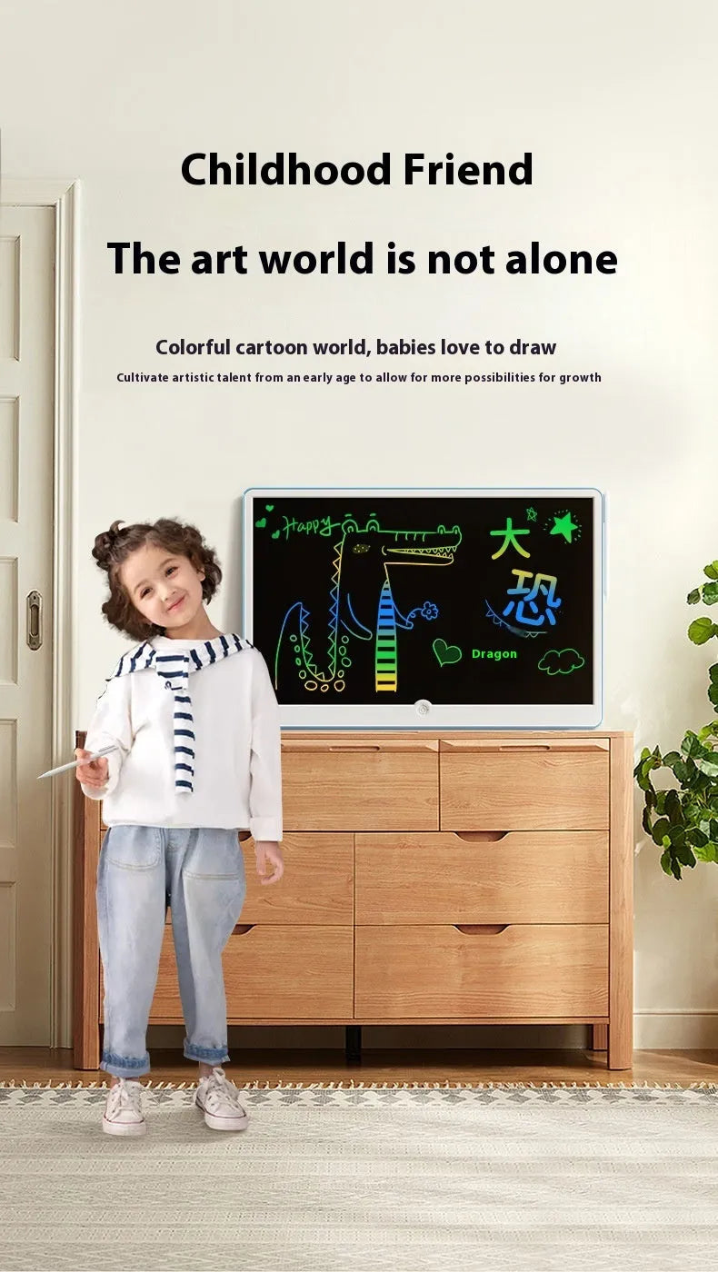 19-inch LCD children's drawing board with magnetic stylus in blue and white colour.
