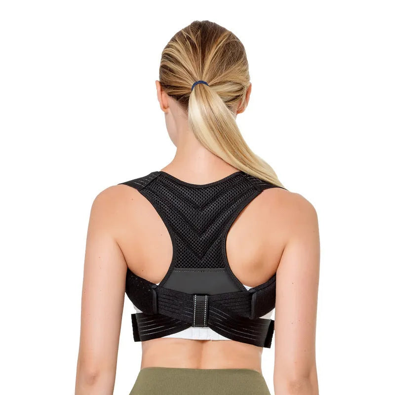 Black posture correction belt for anti-humpback and shoulder support.