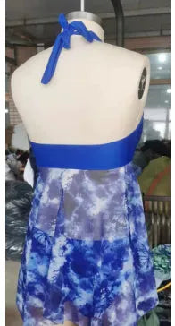Blue women's bikini swimsuit with brief style on a mannequin