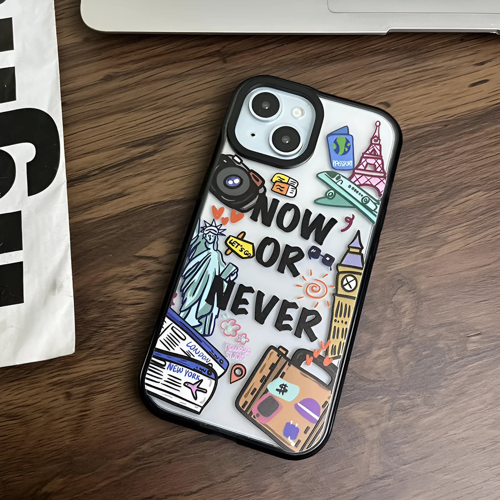 Free Travel Phone Case Fashion Acrylic Hard Case with travel ticket design for iPhone