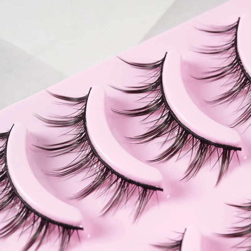 Manga false eyelashes set showing 007, 008 and 009 natural wispy styles for anime cosplay