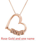 Personalized heart necklace for women with custom name lettering beads, alloy box chain, 51-80cm, silver gold rose gold
