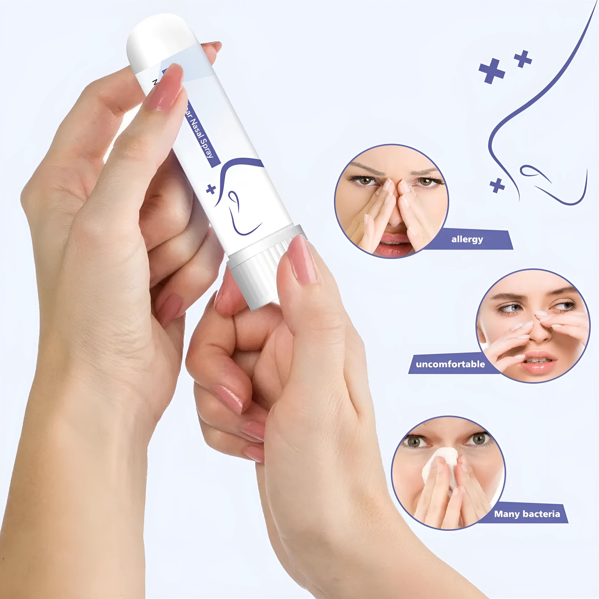 Manual nasal drain plunger with soft silicone suction tip for adult home use