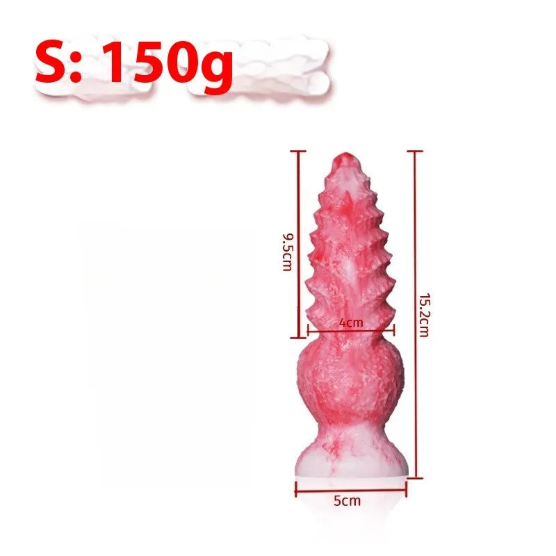 Pink platinum silicone penis-shaped masturbation device for women.