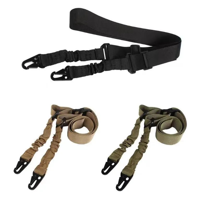 Crossbody nylon harpoon line placement rope with metal buckle and elastic rope, adjustable up to 136cm, black khaki army green